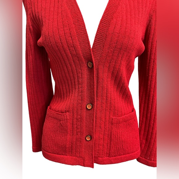 Adolfo New York Red Cardigan - Picture 2 of 7